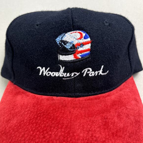 Vintage Woodbury Park Racing Hat Cap Strapback Black Golf Course Museum UK 90s - Picture 3 of 6
